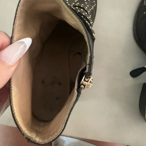 Chloe Susanna Studded Leather Ankle Boots in black and gold. - Picture 10 of 13